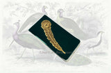 Peacock Feather Money Clip in ANtiqued Gold Inlaid in Hand Painted Black Enamel Art Deco Inspired Personalized and Custom Colors Option