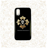 Cross with Skull Design Iphone or Galaxy Case Inlaid in Glossy Black Enamel Gothic Renaissance Phone Cover with Color Options Available