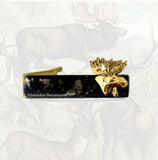 Moose Head Tie Clip inlaid in Black enamel with Gold Splash Vintage Style Eurasian Elk Neck Tie Bar Accent with Custom Colors Available