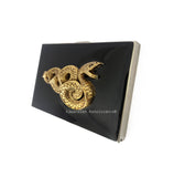 Serpent Cigarette Case Inlaid in Hand Painted Black Enamel Art Deco Snake Design with Personalize and Color Options Available