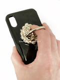 Lion Door Knocker Design Iphone or Galaxy Case Inlaid in Glossy Black Enamel Medieval Inspired Phone Cover with Color Options Available