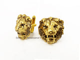 Roaring Lion Head Cufflinks plated in Antique Gold Gothic Victorian Leo Vintage Inspired with Tie Pin and Tie Clip Set Options