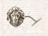 Lion Head Tie Clip Inlaid in Hand Painted Metallic Silver Enamel Neo Victorian Lannister Inspired Cufflink Set Options and Other Colors