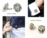 Neoclassic Lion Head Cufflinks plated in Antique Sterling Silver Vintage Inspired Leonwith Tie Pin and Tie Clip Set Options