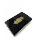 Antique Gold Art Deco Cigarette Case Inlaid in Hand Painted Black Enamel Neo Victorian Metal Wallet Personalized Option