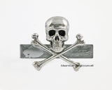 Skull and CrossbonesTie Clip Vintage Style Antique Sterling Silver Gothic Neck Tie Bar Accent Metallic Silver Enamel with Color Options