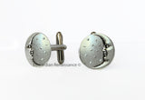 Moon and Stars Cufflinks Disc Shaped Antique Silver Art Nouveau Celestial Inspired with Tie Clip or Tie Pin Set Option