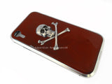 Skull and Crossbones Iphone or Galaxy Case Inlaid in Glossy OxBlood Enamel Gothic Victorian Phone Cover with Color Options Available