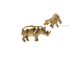 Antique Gold Rhinoceros Cufflinks Vintage Inspired Neo Victorian Safari Rhino with Tie Clip and Tie Pin Set Options