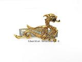 Dragon Tie Clip inlaid in Metallic Gold Enamel Medieval Fantasy Inspired Tie Accent with Color Options Available