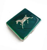 Horse Weekly Pill Box with 8 Compartments Inlaid in Hand Painted Green Opaque Enamel Art Deco Inspired Personalize and Color Options
