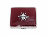 Silver Bee Weekly Pill Case in Hand Painted Oxblood Enamel with 8 Individual Compartments Personalize and Color Options