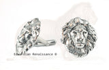 Neoclassic Lion Head Cufflinks plated in Antique Sterling Silver Vintage Inspired Leonwith Tie Pin and Tie Clip Set Options