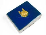 French Bulldog Weekly Pill Box with Compartments Inlaid in Hand Painted Blue Enamel Art Deco Dog Design Personalize and Color Options