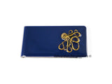 Octopus Money Clip Inlaid in Hand Painted Navy Glossy Enamel Vintage Style Kraken Design Personalize and Color Options