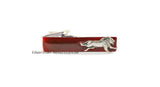 Running Lion Tie Clip Inlaid in Hand Painted Glossy Oxblood  Enamel Safari Inspired Vintage Style Leo Neck Tie Bar Accent