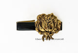 Rose Tie Clip in Glossy Black Enamel Neo Victorian Flower Design with Color Options