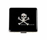 Skull and CrossbonesWeekly Pill Box with Compartments Inlaid in Hand Painted Black Enamel Personalize and Color Options