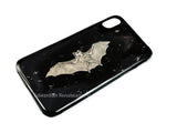 Vampire Bat Galaxy or Iphone Case Inlaid in Hand Painted Black with Silver Splash Enamel Gothic Victorian 360 Degree Case