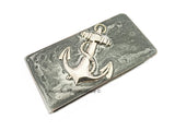 Anchor Money Clip Inlaid in Hand Painted Enamel Silver Metallic Glossy Finish Admiralty Nautical Inspired with Personalized and Color Option