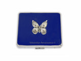 Art Nouveau 8 Day Pill Box Individual Compartments Butterfly in Hand Painted Black with Silver Splash Enamel Personalize and Color Option