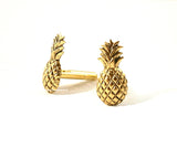 Antique Gold Pineapple Tie Clip in Hand Painted Metallic Gold Enamel Vintage Style Tropical Style with Cufflinks and Tie Pin Set Option