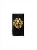 Lion Money Clip Inlaid in Hand Painted Black Enamel Neo Victorian Safari Inspired Leo Personalize and Color Options Available