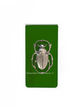 Scarab Money Clip Inlaid in Hand Painted Green Enamel Egyptian Beetle Gothic Inspired with Custom Colors and Personalized Options