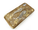 Angel Wings Phone Case for Galaxy or Iphone Embellished on Hand Painted Black with Gold Splash Enamel 360 Phone Cover with Color Options