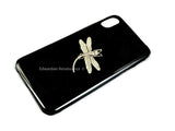 Dragonfly Iphone or Galaxy Case Inlaid in Hand Painted Black Enamel Art Nou veau Insect 360 Magnetic Cover with Color Oprtions Available