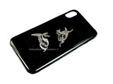 Antique Silver Dragons Design Galaxy or Iphone Case Inlaid in Hand Painted Black Enamel Game of Thrones Inspired with Color Options