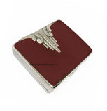 Art Deco Weekly Pill Box Inlaid in Hand Painted Silver Swirl Enamel Art Nouveau Design with Personalized and Color Options