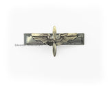 Propeller and Wings Tie Clip Inlaid in Hand Painted Metallic Silver Enamel Tie Bar  Air Corps Vintage Style Aviation with Color Option