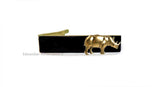 Rhino Tie Clip Inlaid in Hand Painted Black Enamel Neo Victorian Safari Rhinoceros Tie Bar Accent Custom Color Options Available