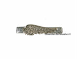 Angel Wing Tie Bar Inlaid in Hand Painted Black Glossy Enamel on Antique Sterling Silver Large Slide Tie Bar Accent with Color Options