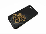 Antique Silver Octopus Phone Case for Iphone or Galxy Inlaid in Hand Painted Black Enamel 360 Magnetic Phone Case with Color Option