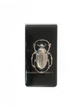 Scarab Money Clip Inlaid in Hand Painted Black Enamel Egyptian Beetle Gothic Inspired with Custom Colors and Personalized Options