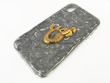 Antique Gold Mermaid Phone Case for IPhone or Galaxy Inlaid in Hand Painted Metallic Silver Enamel Nautical Design with Color Options