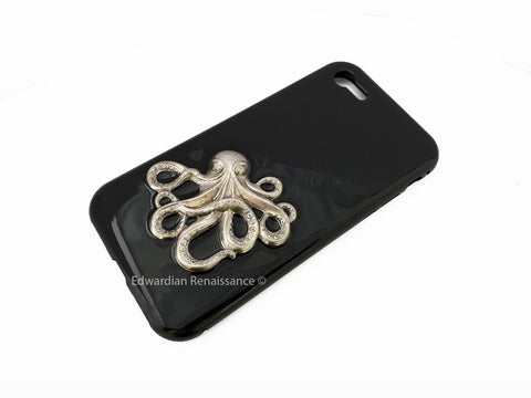 Antique Silver Octopus Phone Case for Iphone or Galxy Inlaid in Hand P Edwardian Renaissance Antique Silver Octopus Phone Case for Iphone or Galxy Inlaid in Hand P Edwardian Renaissance