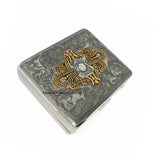 Art Nouveau Weekly Pill Box with 8 Compartments Vintage Inspired Inlaid in Hand Painted Navy Enamel with Personalized and Color Options