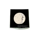 Moon and Stars Pill Box Inlaid in Hand Painted Glossy Black Enamel Art Deco Celestial Inspired with Personalized Options Available