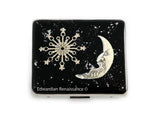 Celestial Weekly Pill Box with 8 Compartments in Hand Painted Black with Silver Splash Art Nouveau Design Personalized and Color Options