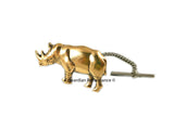 Rhino Tie Clip Inlaid in Hand Painted Black Enamel Neo Victorian Safari Rhinoceros Tie Bar Accent Custom Color Options Available
