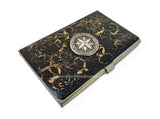 Compass Rose Medallion Business Card Case Inlaid in Hand Painted Enamel Nautical Inspired with Personalized and Color Options