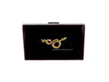 Serpent Wallet Inlaid in Hand Painted Glossy Black Enamel with RFID Blocker Art Deco Insired Credit Card Case Personalize and Color Options