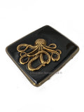 Octopus Cigarette Case in Hand Painted Black Enamel Burnished Gold Vintage Style Box Personalize and Color Options