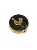Rooster Pill Box Inlaid in Hand Painted Glossy Black Enamel Neo Victorian Country Inspired Personalized and Color Options