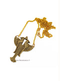 Falcon and Scarab Design Necklace Antique Gold Egyptian Horus Jewelry