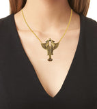 Falcon and Scarab Design Necklace Antique Gold Egyptian Horus Jewelry