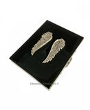 Angel Wings Cigarette Case Inlaid in Black Enamel Renaissance Victorian Inspired Personalize and Color Options Available